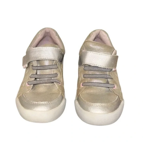 PEDIPED Dani Silver leather sneakers no tie girl’s tennis shoes size 33 1.5 2 - Picture 15 of 17